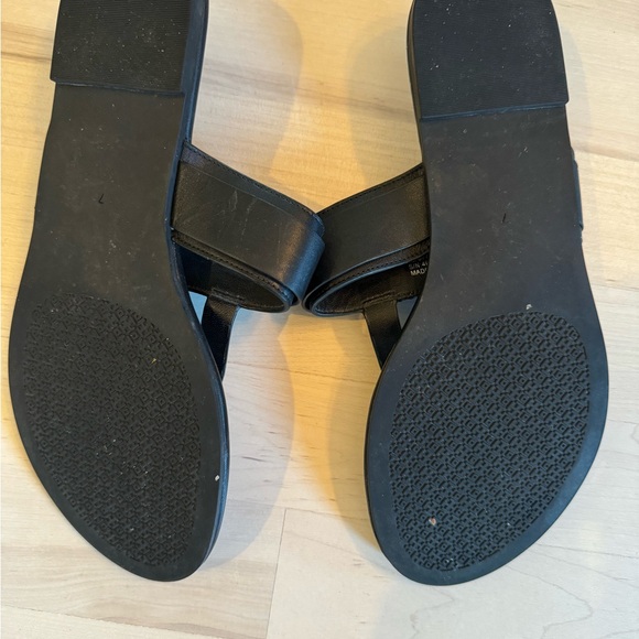 Tory Burch Marsden Flat Thong Sandal Black Leather Size 7 With Dust Bag - Picture 8 of 9